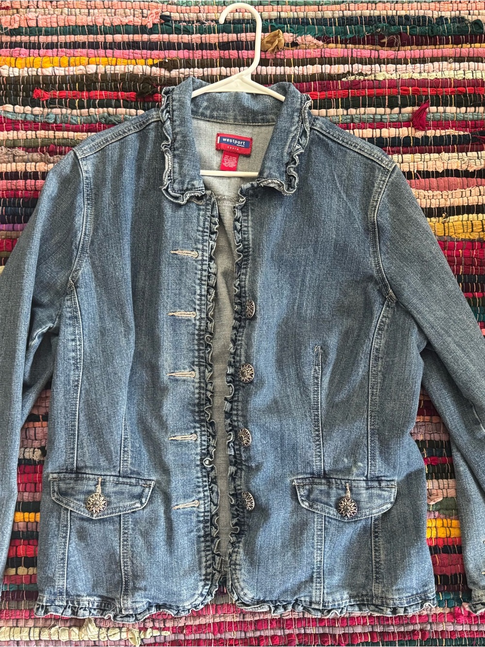 Oversized women’s Denim Jacket w/ ruffle trim